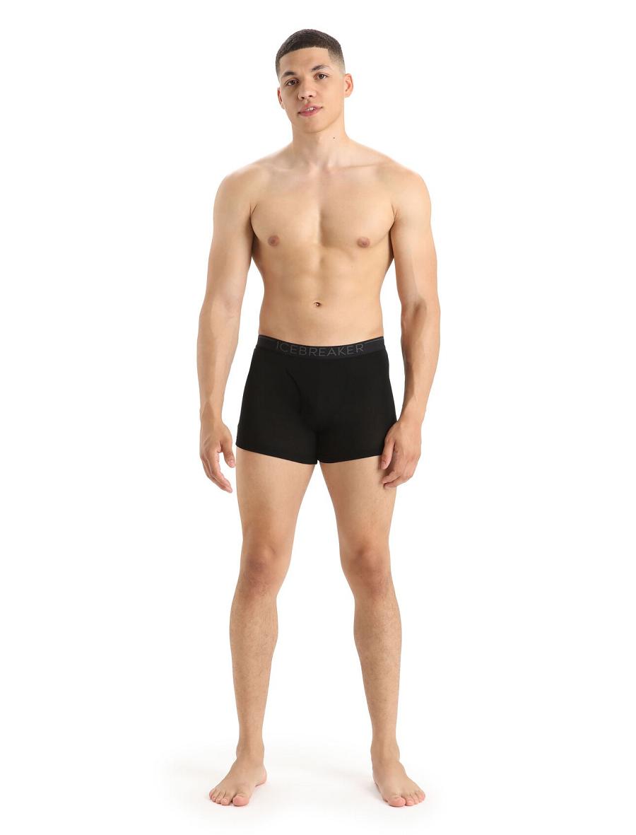 Black Men's Icebreaker Merino 175 Everyday Thermal Boxers With Fly Underwear | USA 1293VRWD